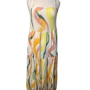 NWT‎ Torrid Maxi  Slub Tiered Dress in Wavey Stripe Whisper White Size 0(L)